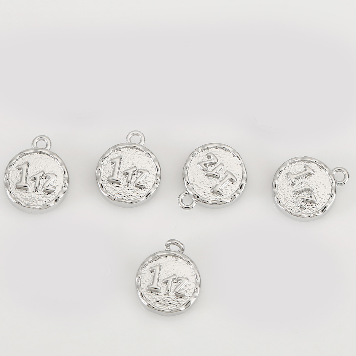 5pc Copper Inlaid Synthetic Zirconia Coin-Shaped Pendant Set
